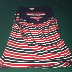 This is a red and blue striped Nautica tank top
